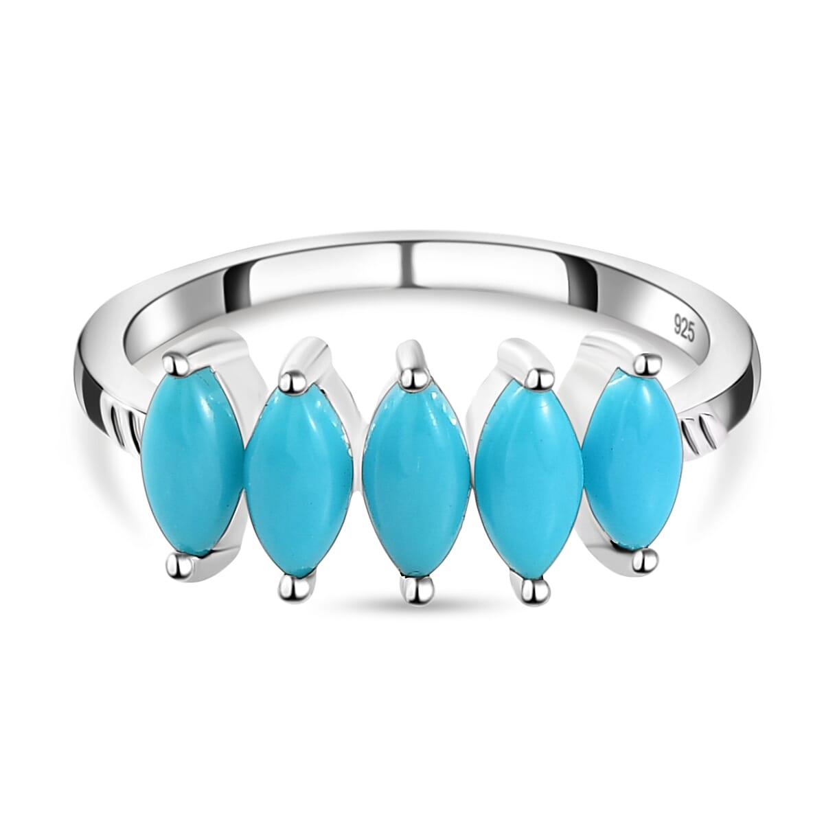 Arizona Sleeping Beauty Turquoise 5 Stone Ring in Sterling Silver