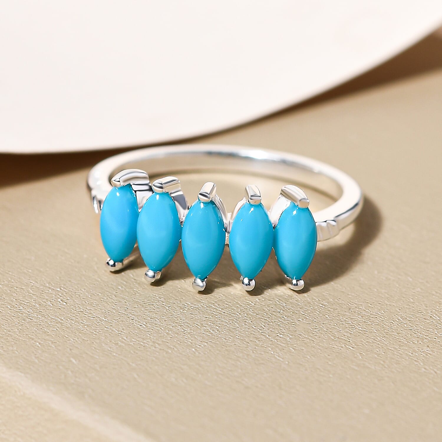Arizona Sleeping Beauty Turquoise 5 Stone Ring in Sterling Silver
