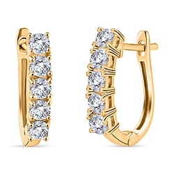 Aquamarine March Birthstone Hoop Earrings in Sterling Silver with 18K Vermeil Yellow Gold