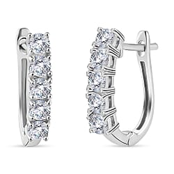 Tanzanite December Birthstone Hoop Earrings in Sterling Silver with Platinum Plated