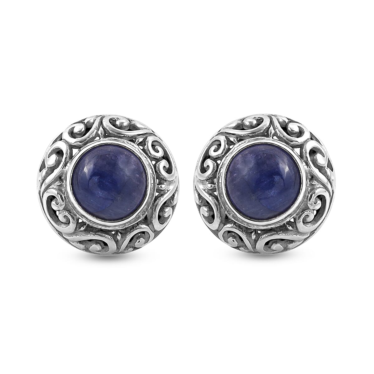 Tanzanit Stud Earrings in Sterling Silver 1.70 Ct