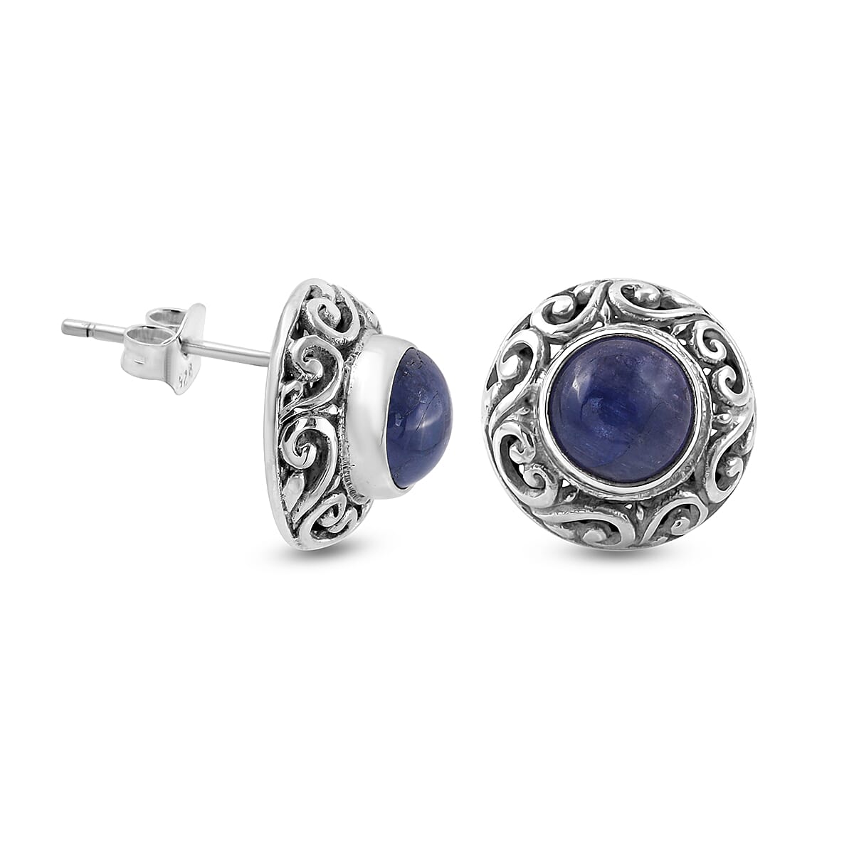 Tanzanit Stud Earrings in Sterling Silver 1.70 Ct