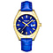 Gamages Of London Twilight Navy Dial Diamond Studded Water Resistant Watch with Navy Leather Strap