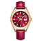 Gamages Of London Twilight Pink Dial Diamond Studded Water Resistant Watch with Pink Leather Strap