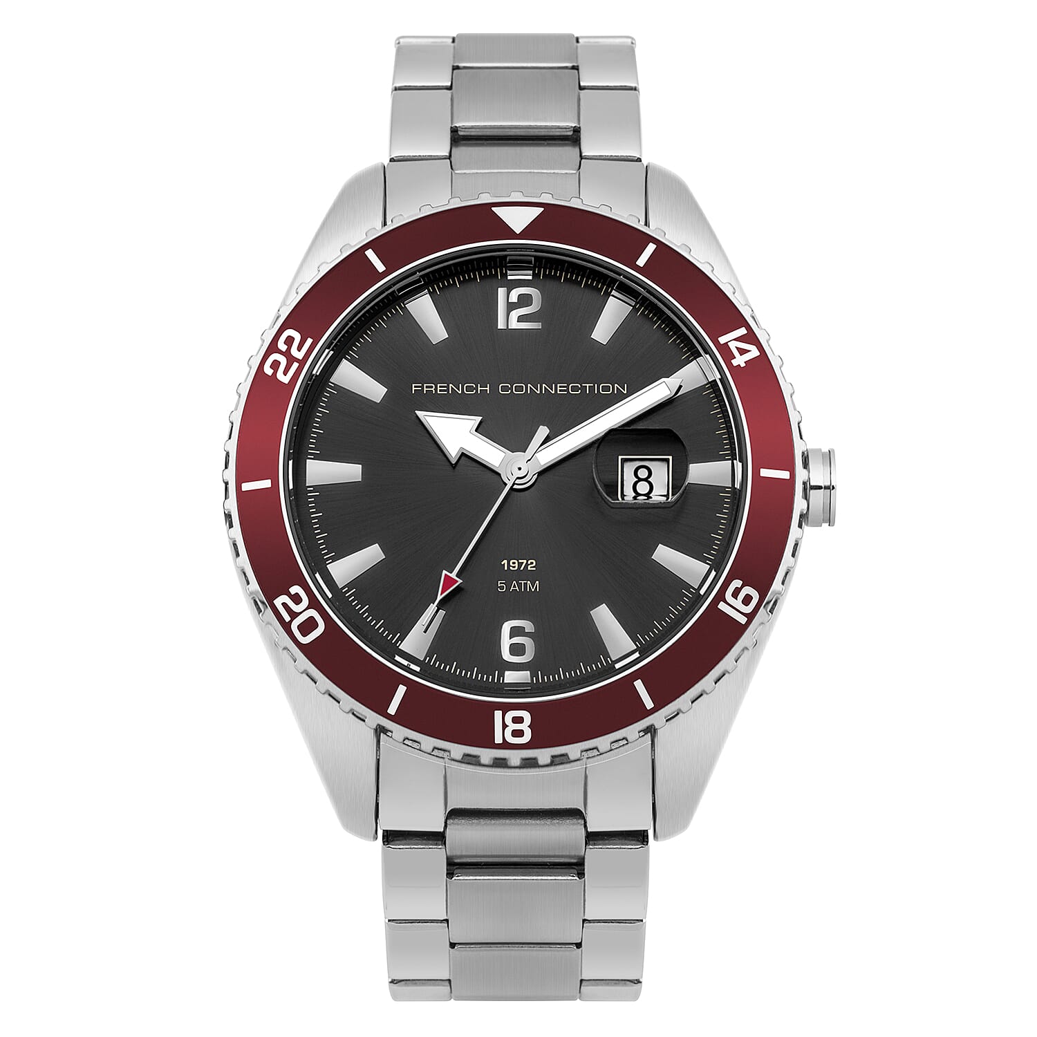 French Connection Grey Dial Mens Watch With Silver Colour Chain Strap