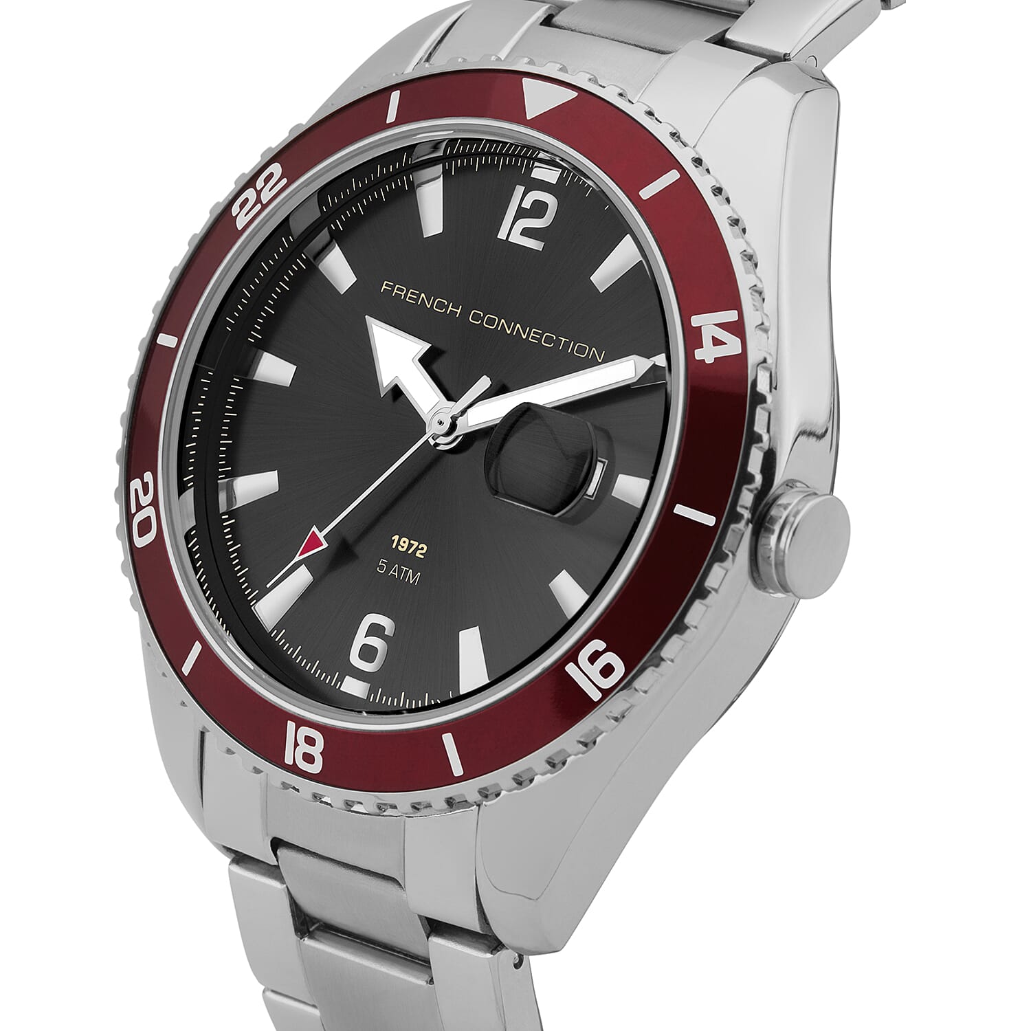 French Connection Grey Dial Mens Watch With Silver Colour Chain Strap