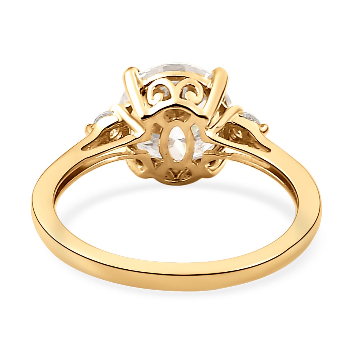 9K Yellow Gold Moissanite Trilogy Ring 1.77 Ct.