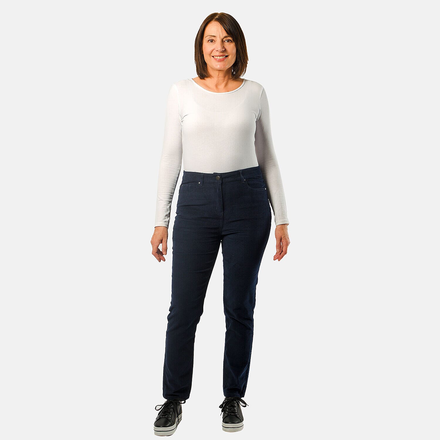 Tamsy Cotton Straight Leg Cord Trouser (Size 10 R) - Navy