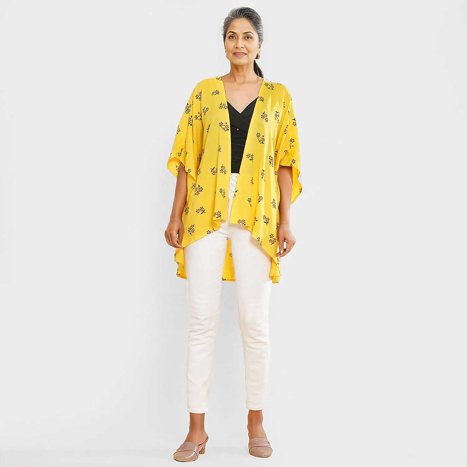 TAMSY-Floral-Pattern-Kimono-(One-Size)-Yellow