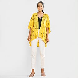 TAMSY Viscose Floral Pattern Kimono - Yellow