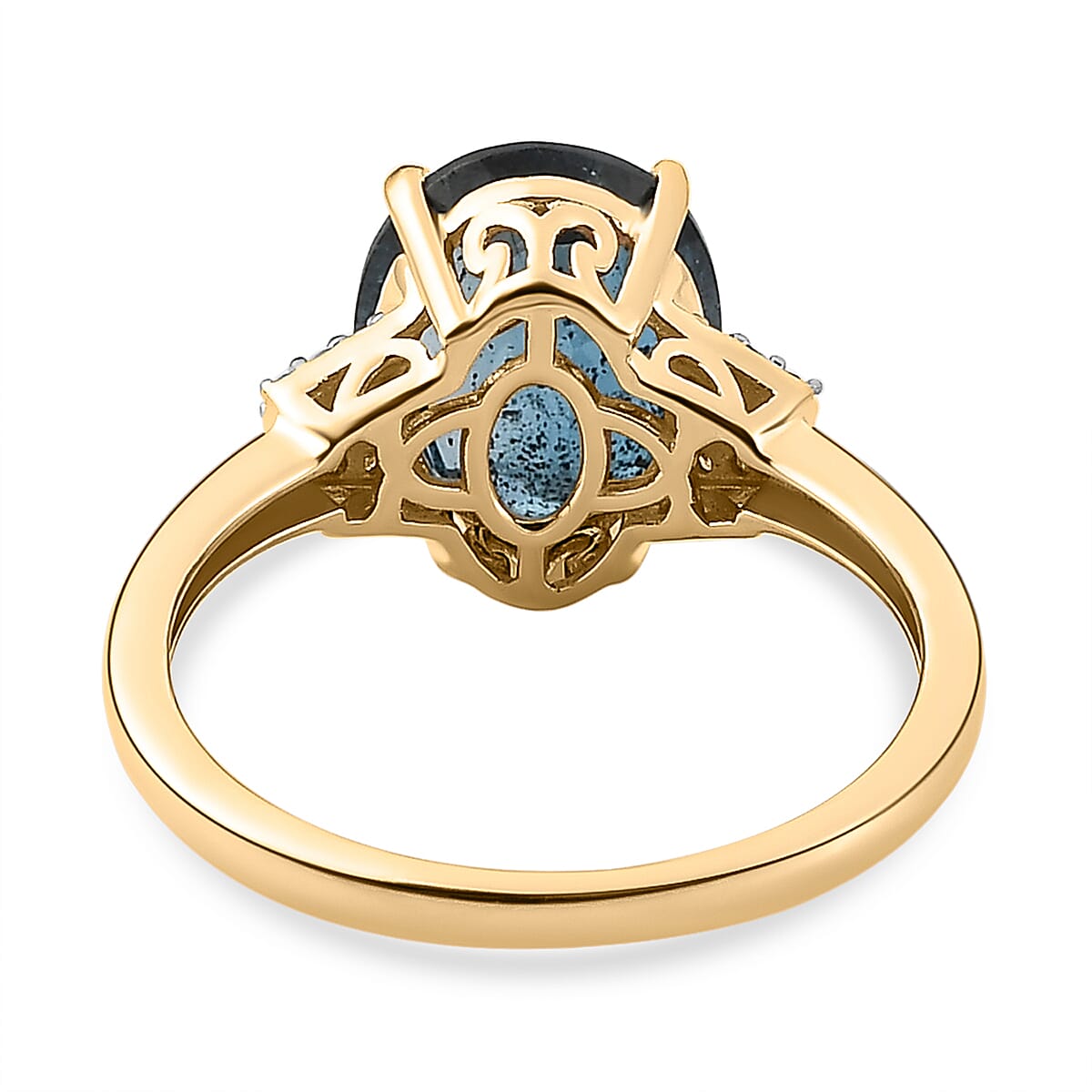 9K Yellow Gold Indigo Kyanite and Diamond Ring 4.39 Ct.