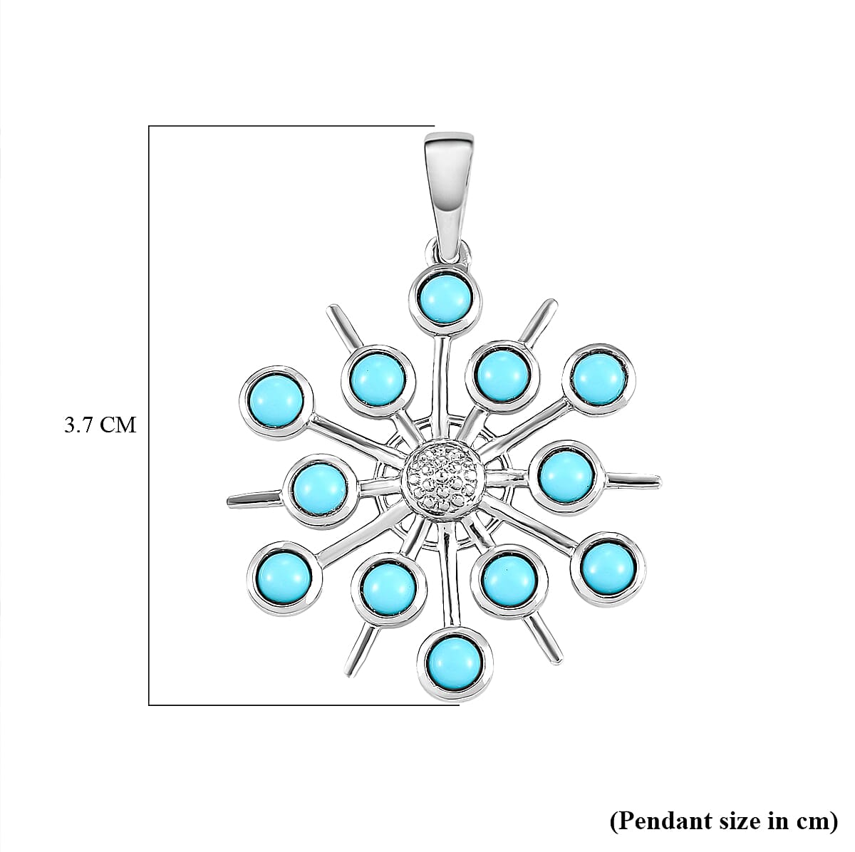 Arizona Sleeping Beauty Turquoise Snowflake Pendant in Platinum Overlay Sterling Silver 1.10 Ct.