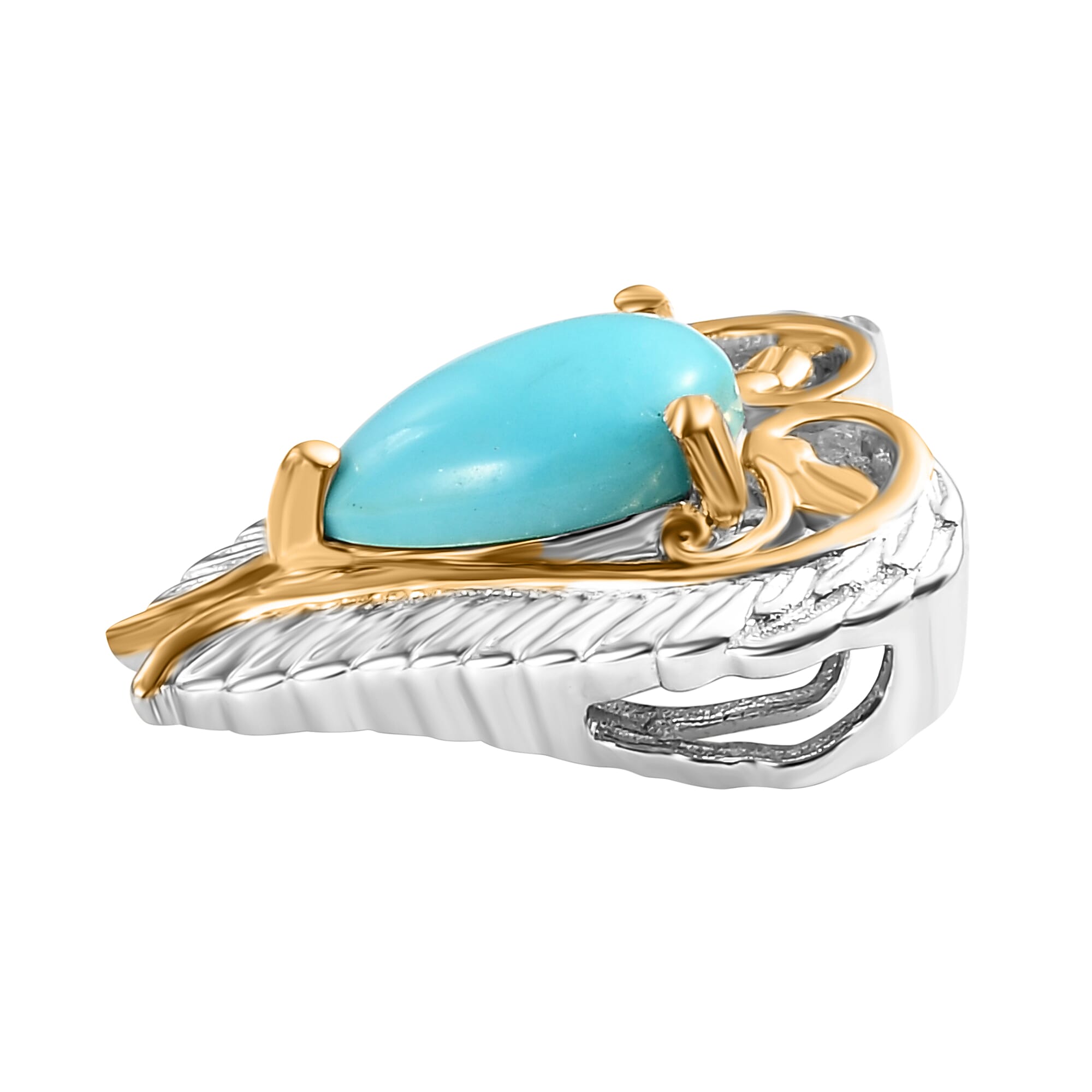 Arizona Sleeping Beauty Turquoise Heart Pendant in Two Tone Overlay Sterling Silver 1.08 Ct.