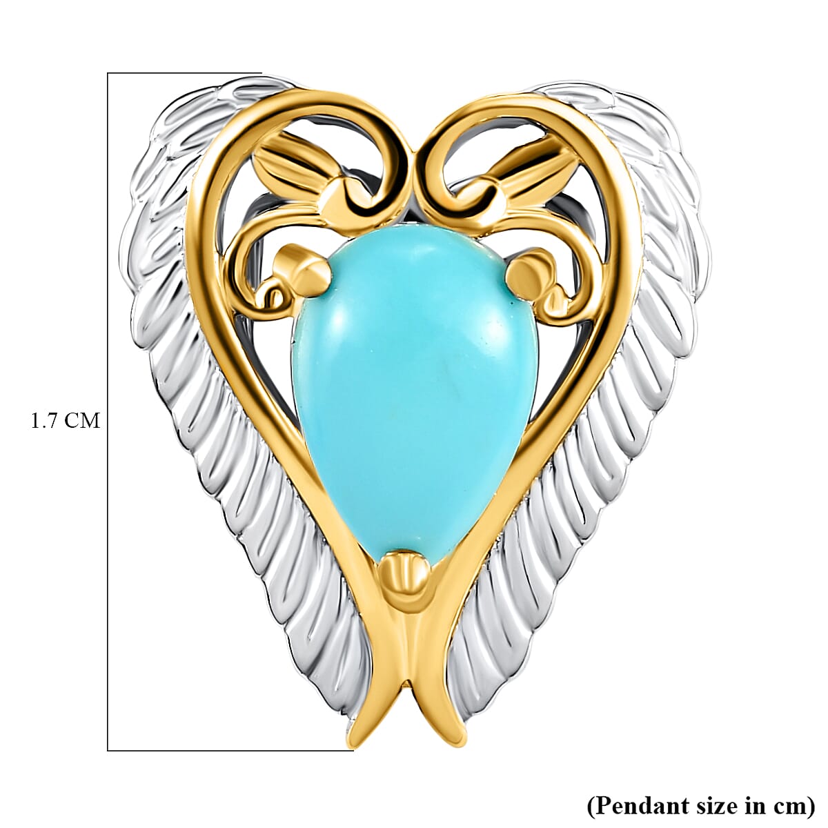 Arizona Sleeping Beauty Turquoise Heart Pendant in Two Tone Overlay Sterling Silver 1.08 Ct.