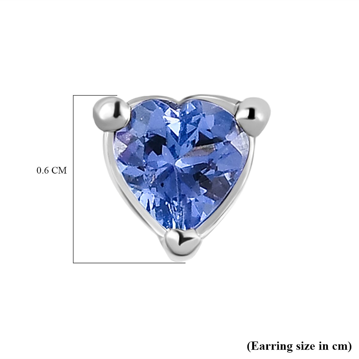 Tanzanite Heart Stud Earrings (With Push Back) in Platinum Overlay Sterling Silver