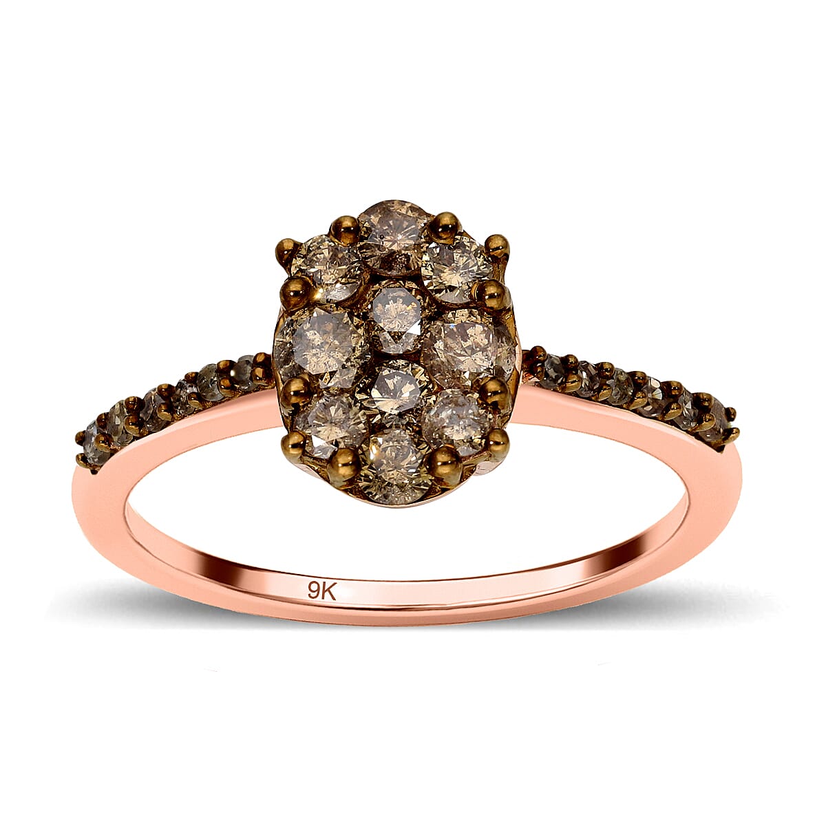 9K Rose Gold SGL Certified Natural Champagne Diamond Ring 1.00 Ct.