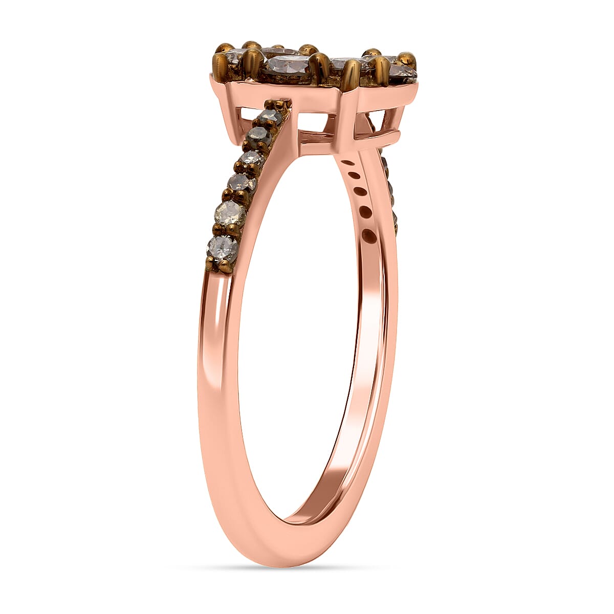 9K Rose Gold SGL Certified Natural Champagne Diamond Ring 1.00 Ct.