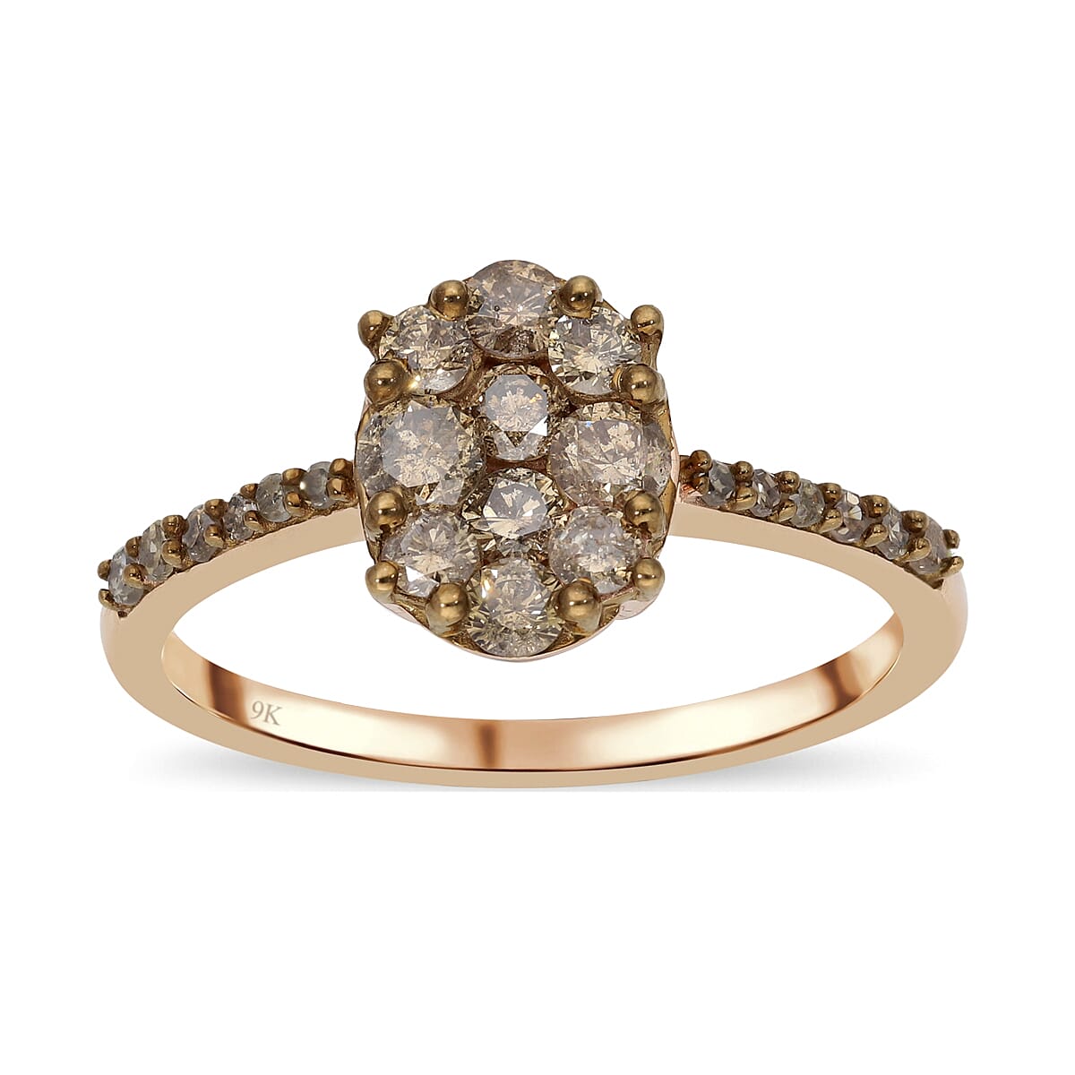 9K Rose Gold SGL Certified Natural Champagne Diamond Ring 1.00 Ct.