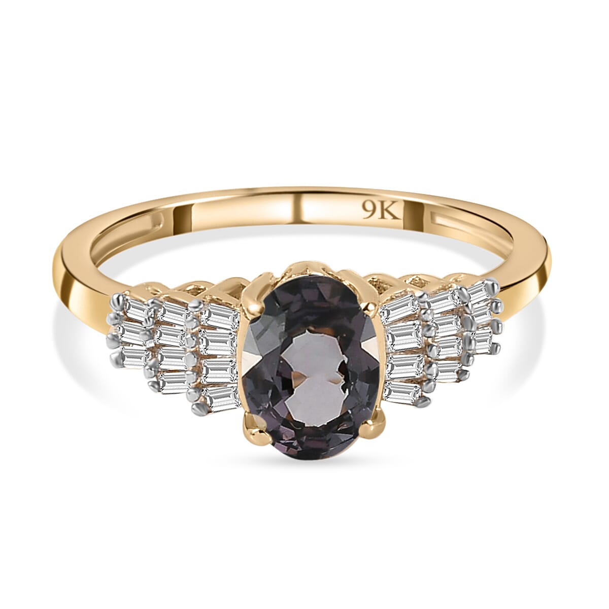 9K Yellow Gold Platinum Spinel and Diamond Ring 1.05 Ct.
