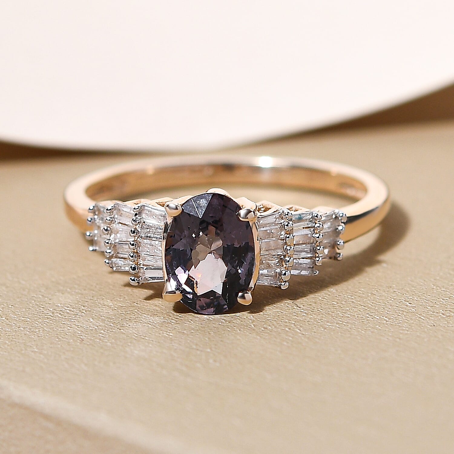 9K Yellow Gold Platinum Spinel and Diamond Ring 1.05 Ct.