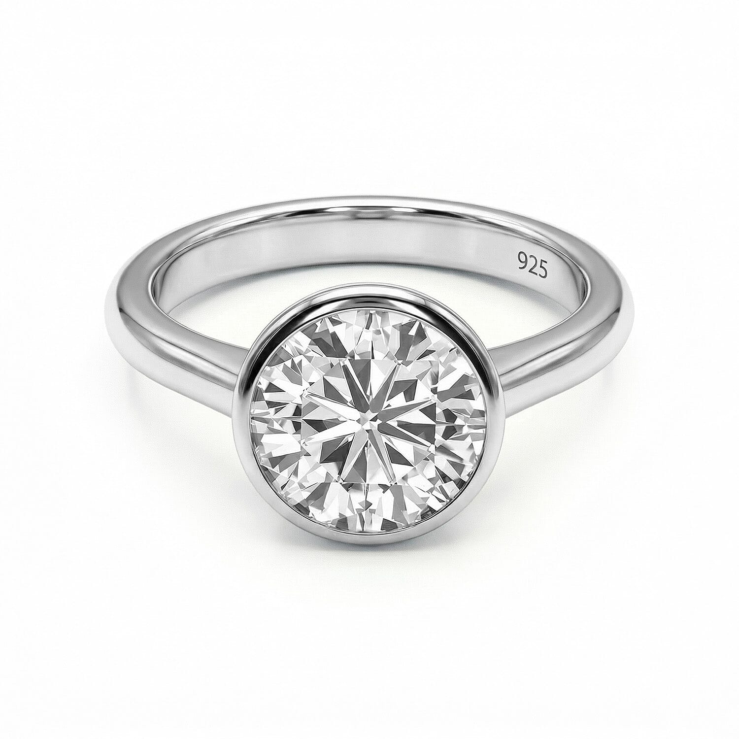 Moissanite Solitaire Ring in Sterling Silver