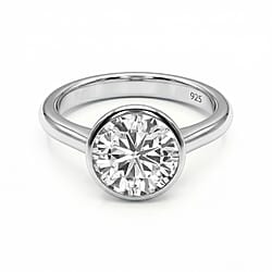 Moissanite Solitaire Ring in Sterling Silver