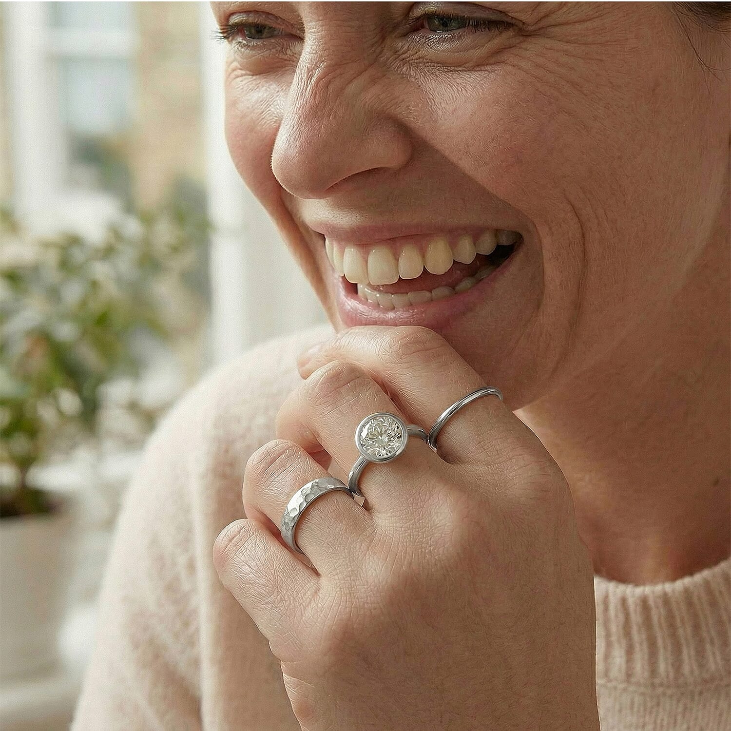 Moissanite Solitaire Ring in Sterling Silver