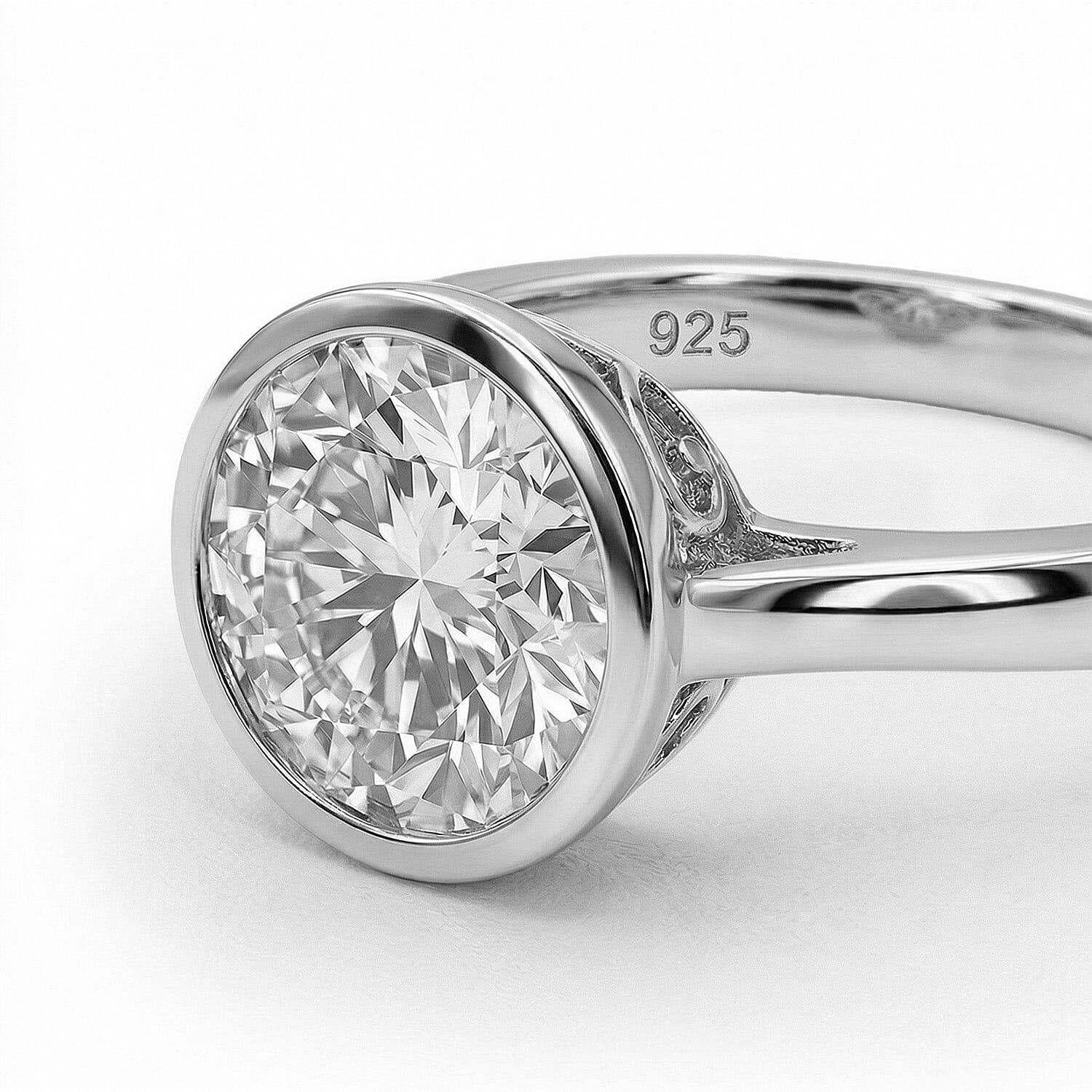 Moissanite Solitaire Ring in Sterling Silver