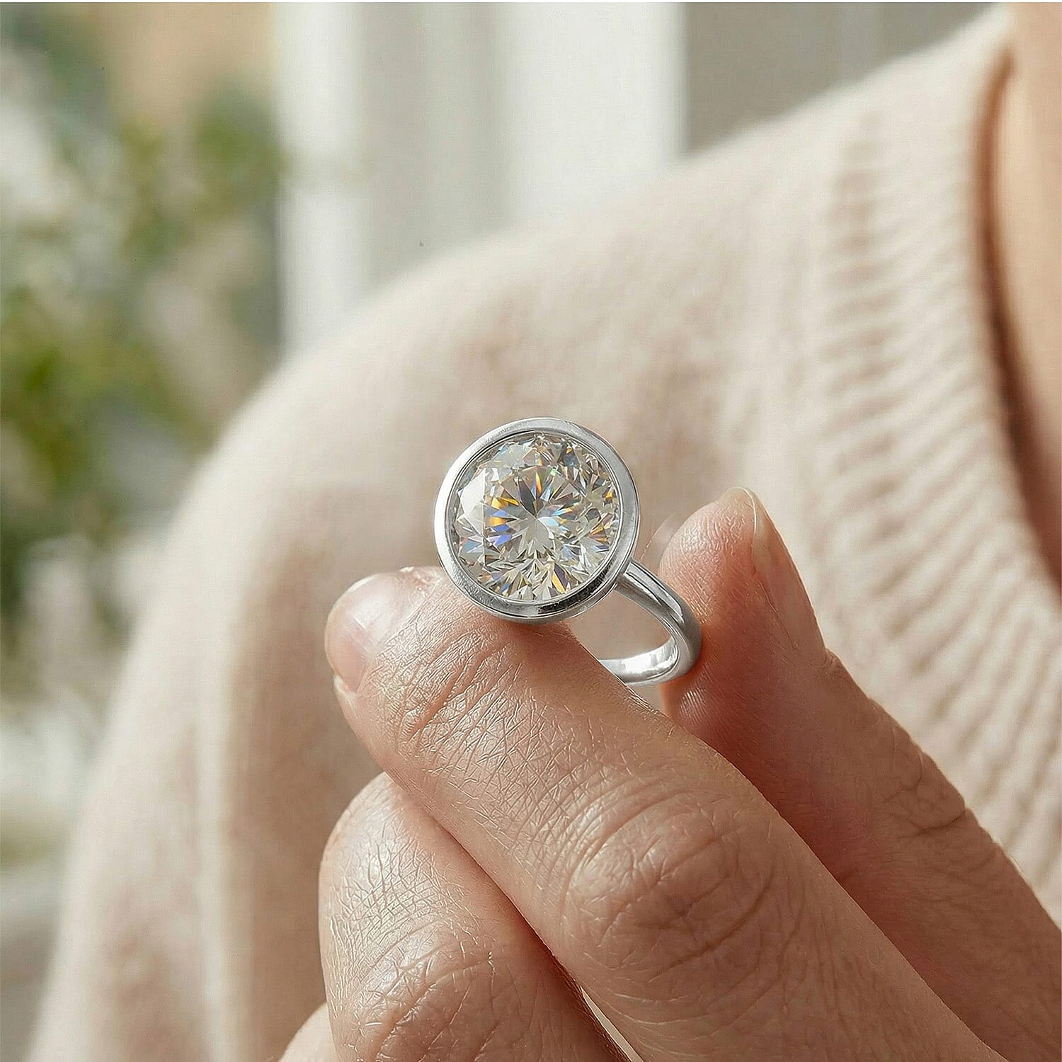 Moissanite Solitaire Ring in Sterling Silver