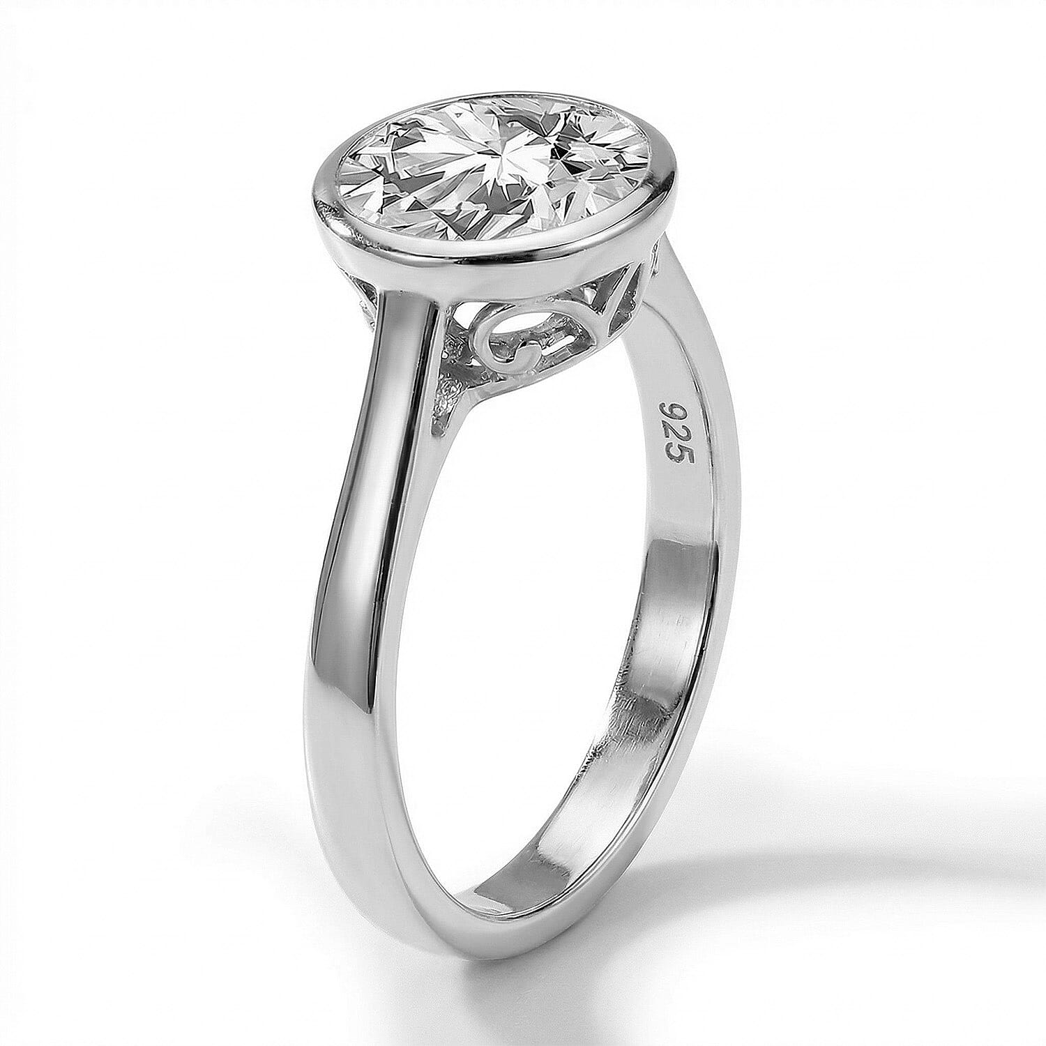 Moissanite Solitaire Ring in Sterling Silver