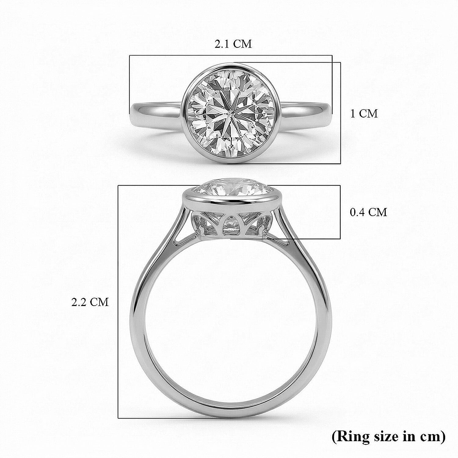 Moissanite Solitaire Ring in Sterling Silver