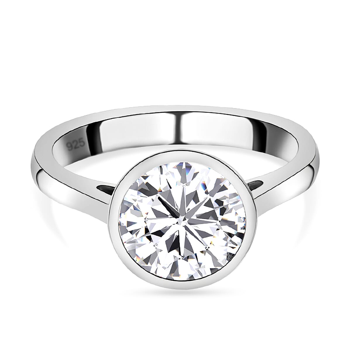 Moissanite Solitaire Ring in Sterling Silver