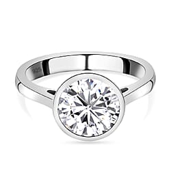 Moissanite Solitaire Ring in Sterling Silver