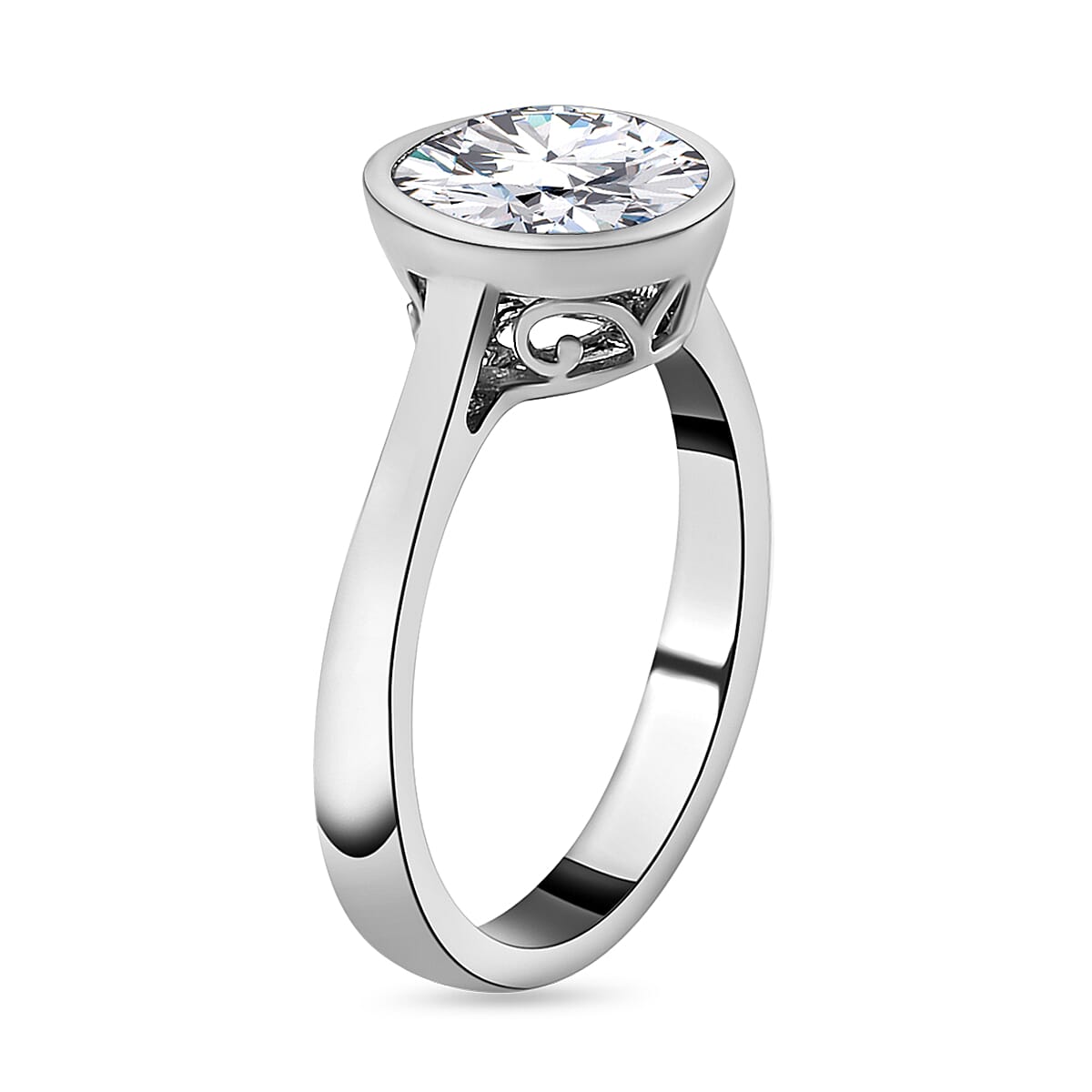 Moissanite Solitaire Ring in Sterling Silver