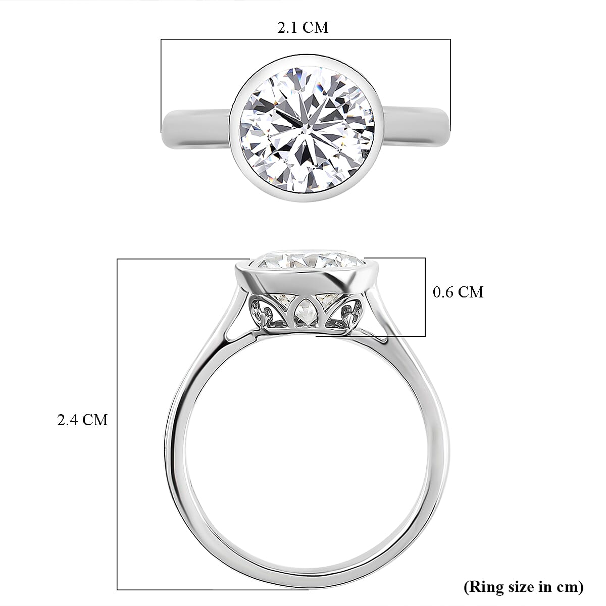 Moissanite Solitaire Ring in Sterling Silver