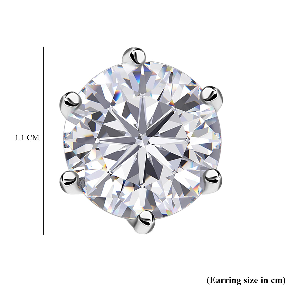 Moissanite Stud Earrings (With Push Back) in Platinum Overlay Sterling Silver 5.71 Ct.