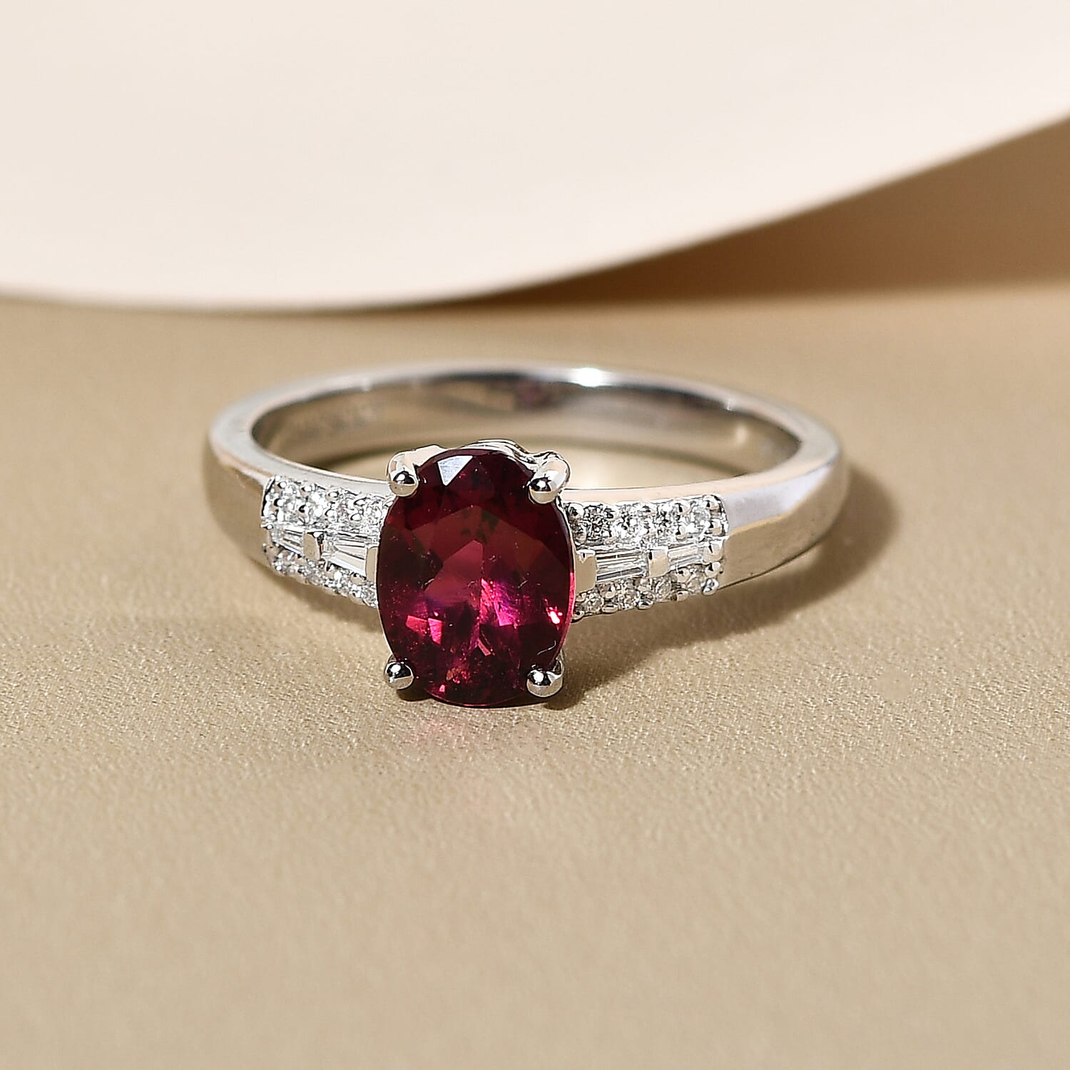 The Four Virtues Of Rubellite - RHAPSODY 950 Platinum AAAA Rubellite and Diamond (VS-E-F) Ring 1.14 Ct.