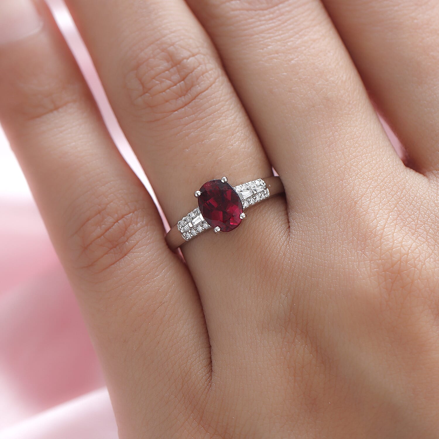 The Four Virtues Of Rubellite - RHAPSODY 950 Platinum AAAA Rubellite and Diamond (VS-E-F) Ring 1.14 Ct.