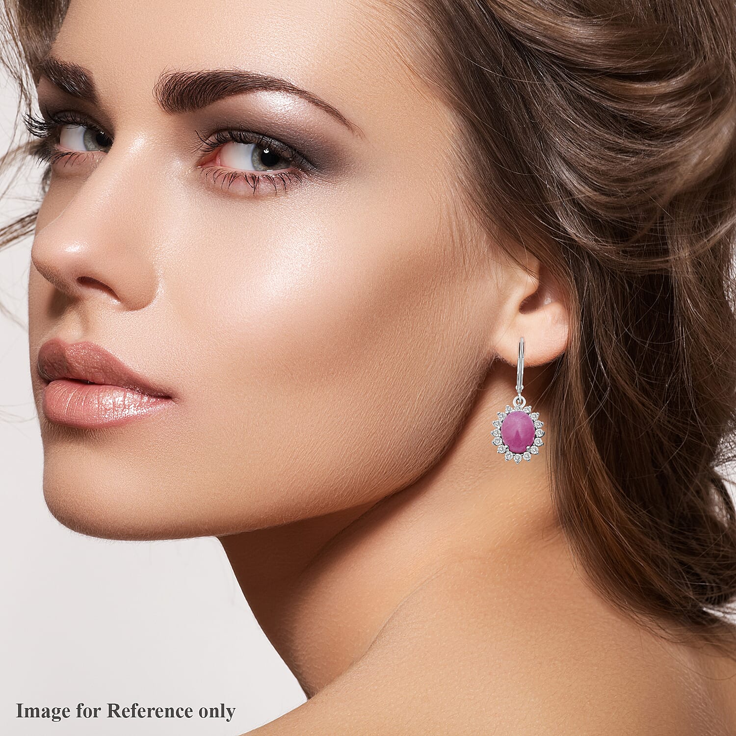 AIG Certified Natural Pink Sapphire and Natural Zircon Halo Earrings in Rhodium Overlay Sterling Silver 9.69 Ct.