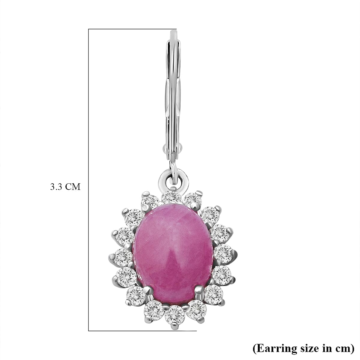 AIG Certified Natural Pink Sapphire and Natural Zircon Halo Earrings in Rhodium Overlay Sterling Silver 9.69 Ct.