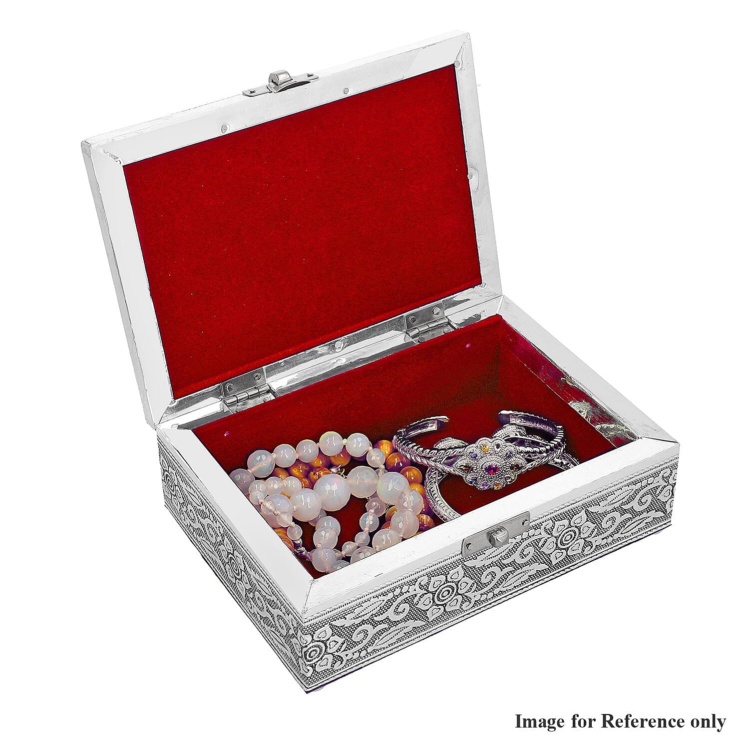 Set of 2 - Peacock Embossed Aluminium Storage Box (Size 20x13x7 Cm & 16x10x5 Cm)