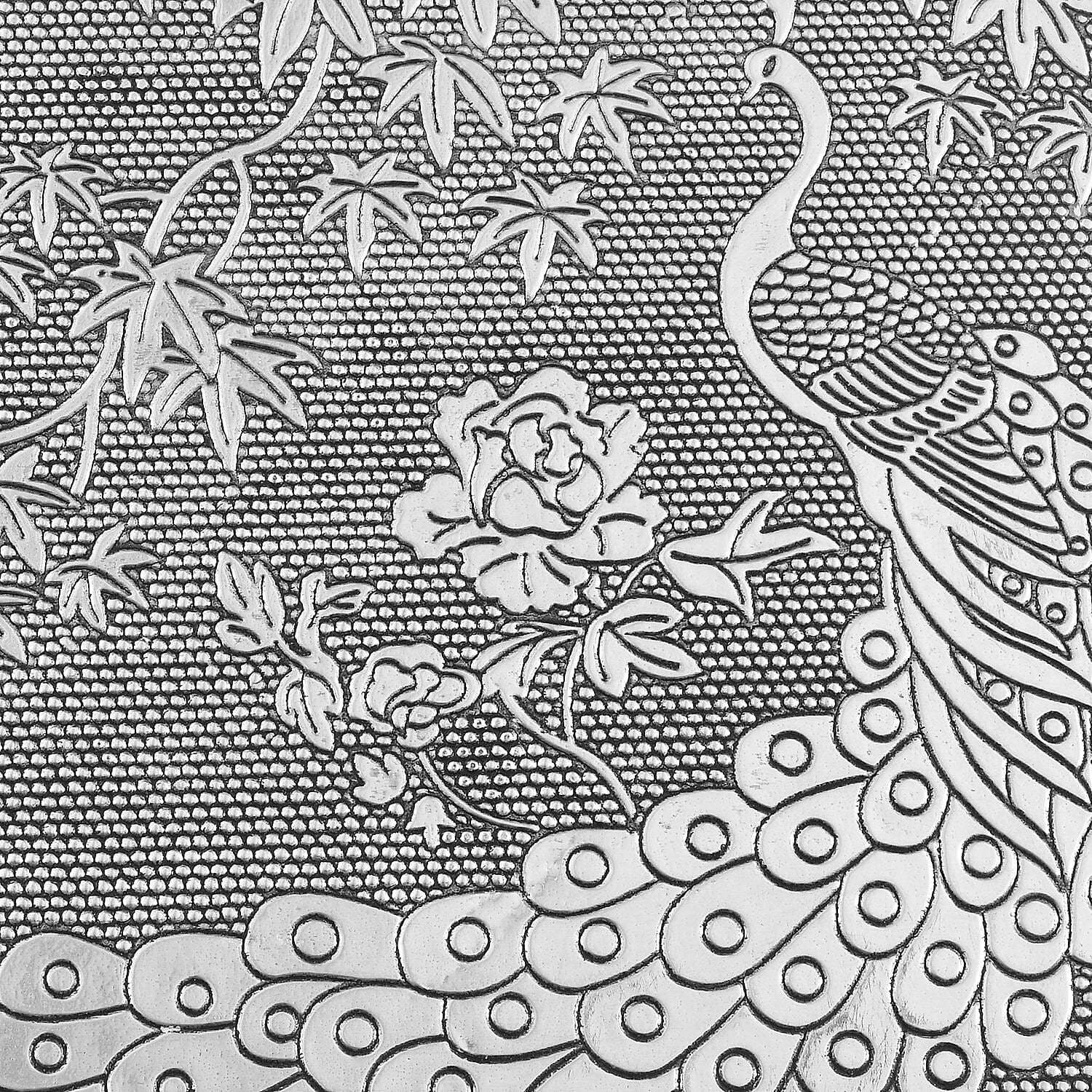 Set of 2 - Peacock Embossed Aluminium Storage Box (Size 20x13x7 Cm & 16x10x5 Cm)