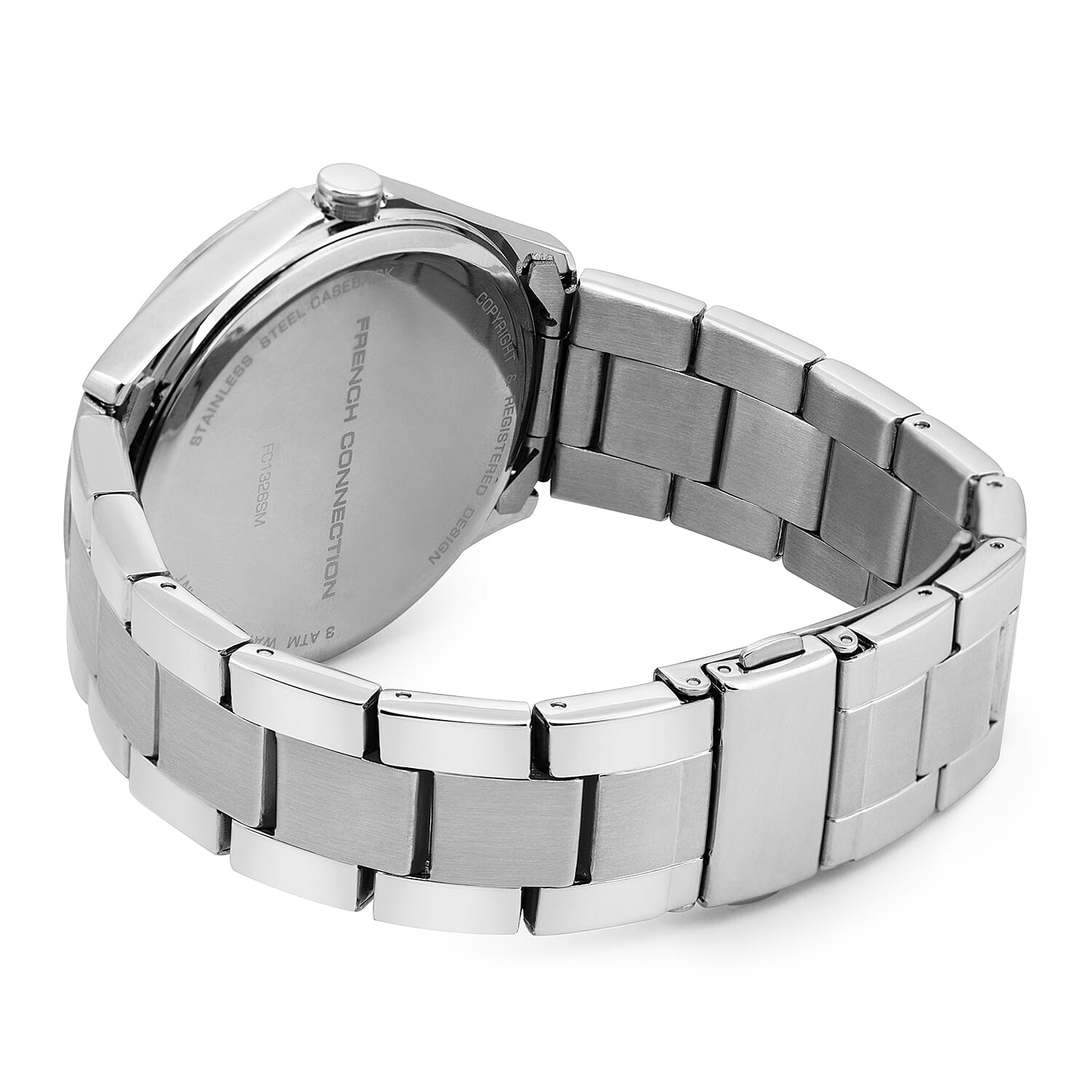 French Connection Quartz Purple Dial Watch with Silver Colour Chain Strap