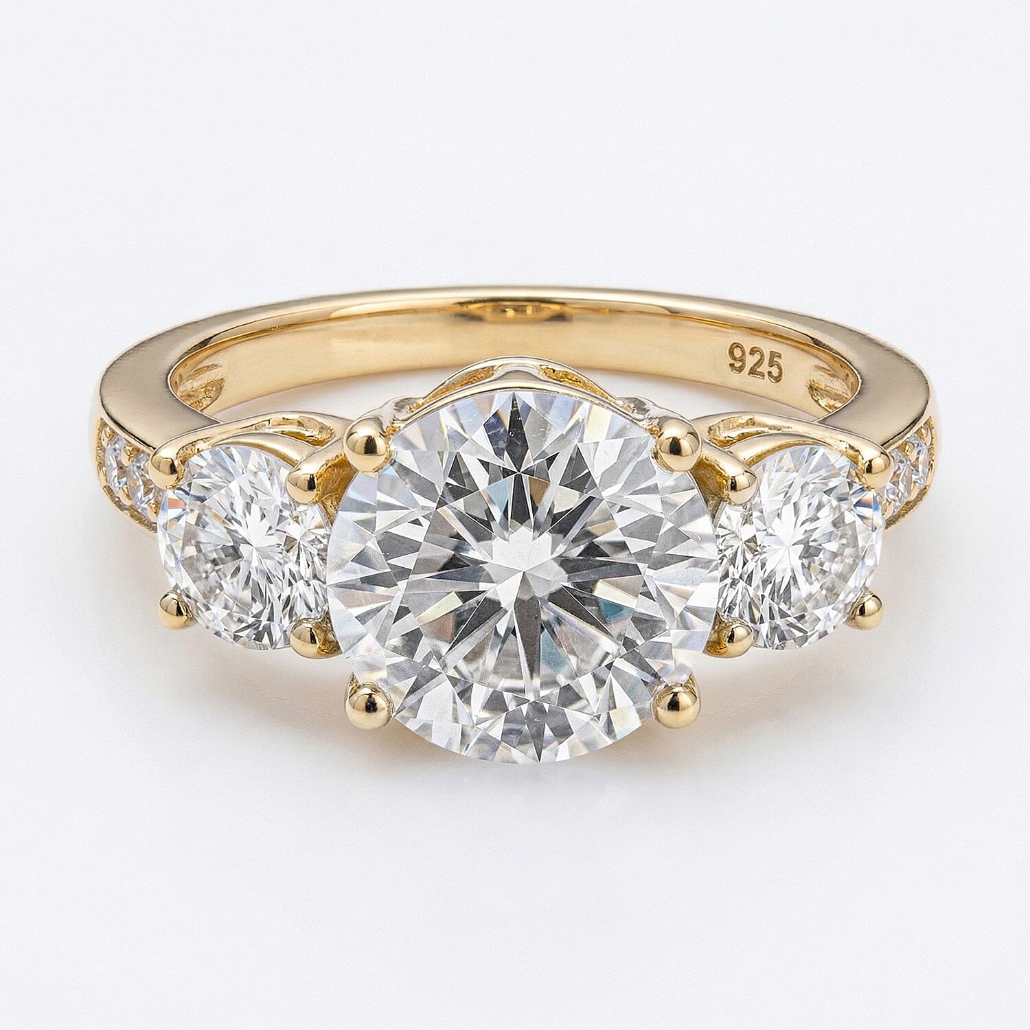 Moissanite Trilogy Ring in Sterling Silver