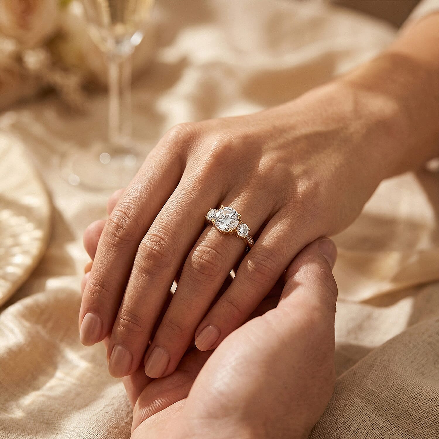 Moissanite Trilogy Ring in Sterling Silver