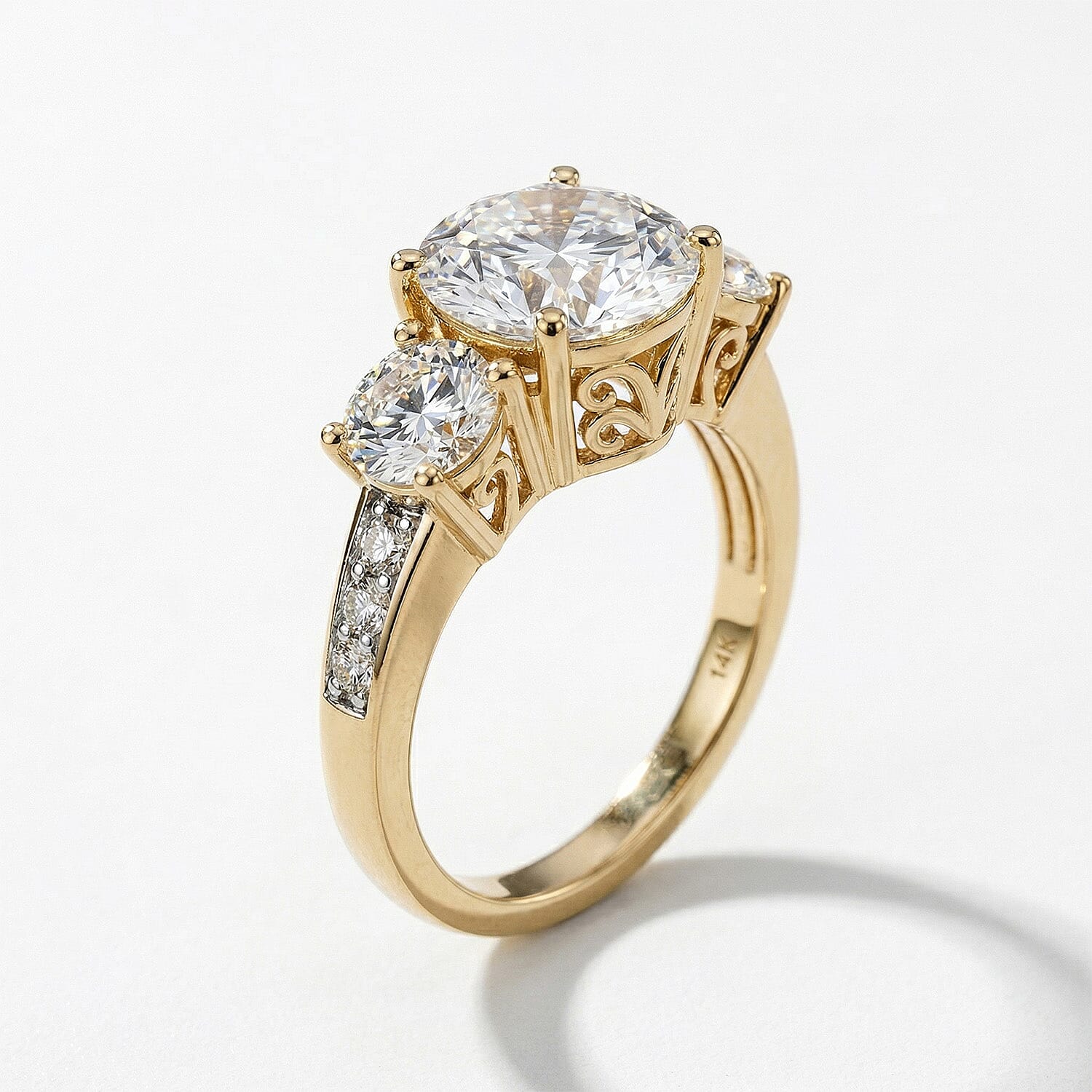 Moissanite Trilogy Ring in Sterling Silver