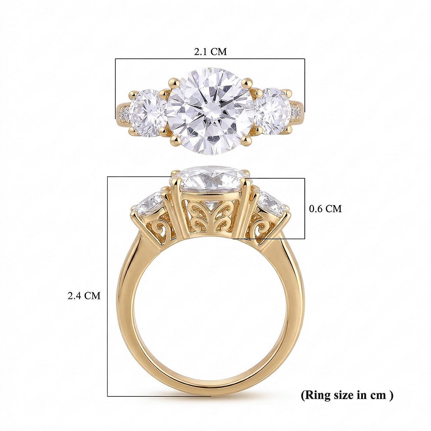 Moissanite Trilogy Ring in Sterling Silver