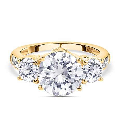 Moissanite Ring in 18K Vermeil Yellow Gold Plated Sterling Silver 3.40 Ct.