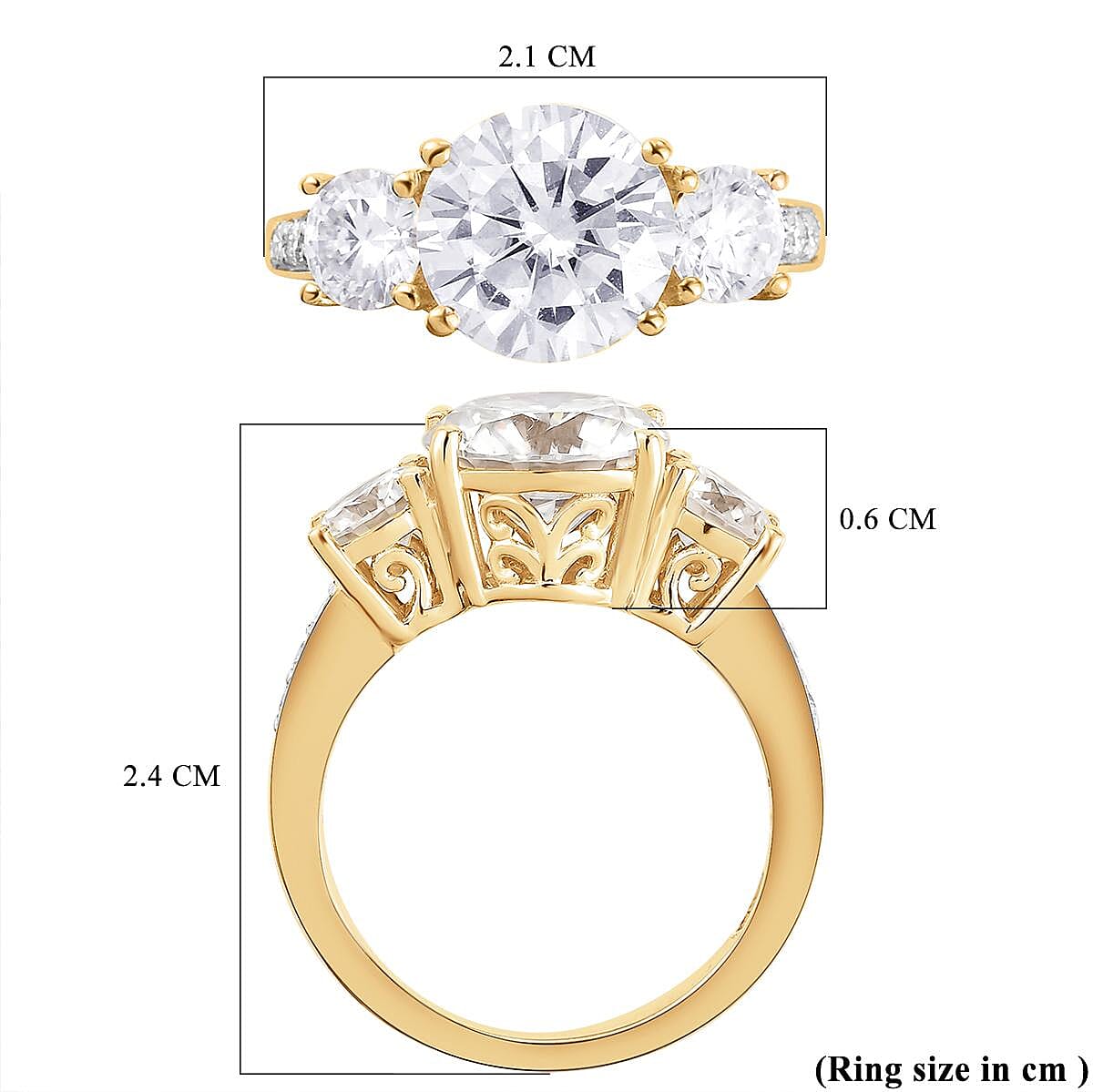 Moissanite Trilogy Ring in Sterling Silver