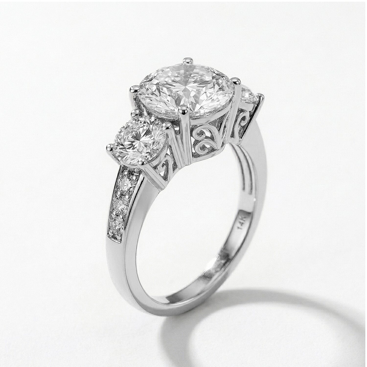 Moissanite Trilogy Ring in Sterling Silver